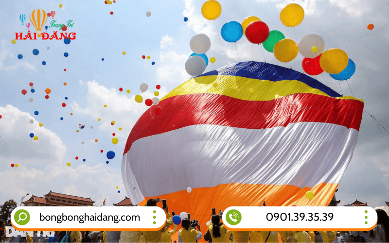 bóng bay kéo Cờ Phật