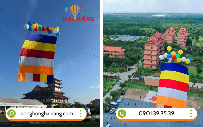 bóng bay kéo Cờ Phật